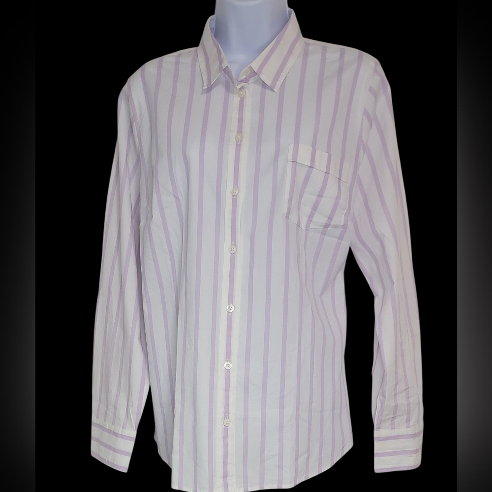 J Crew Factory Women's Striped Button-Down Long Sleeve Shirt NWT Size XL